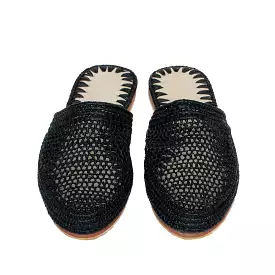 Raffia Slippers Babouche in Black