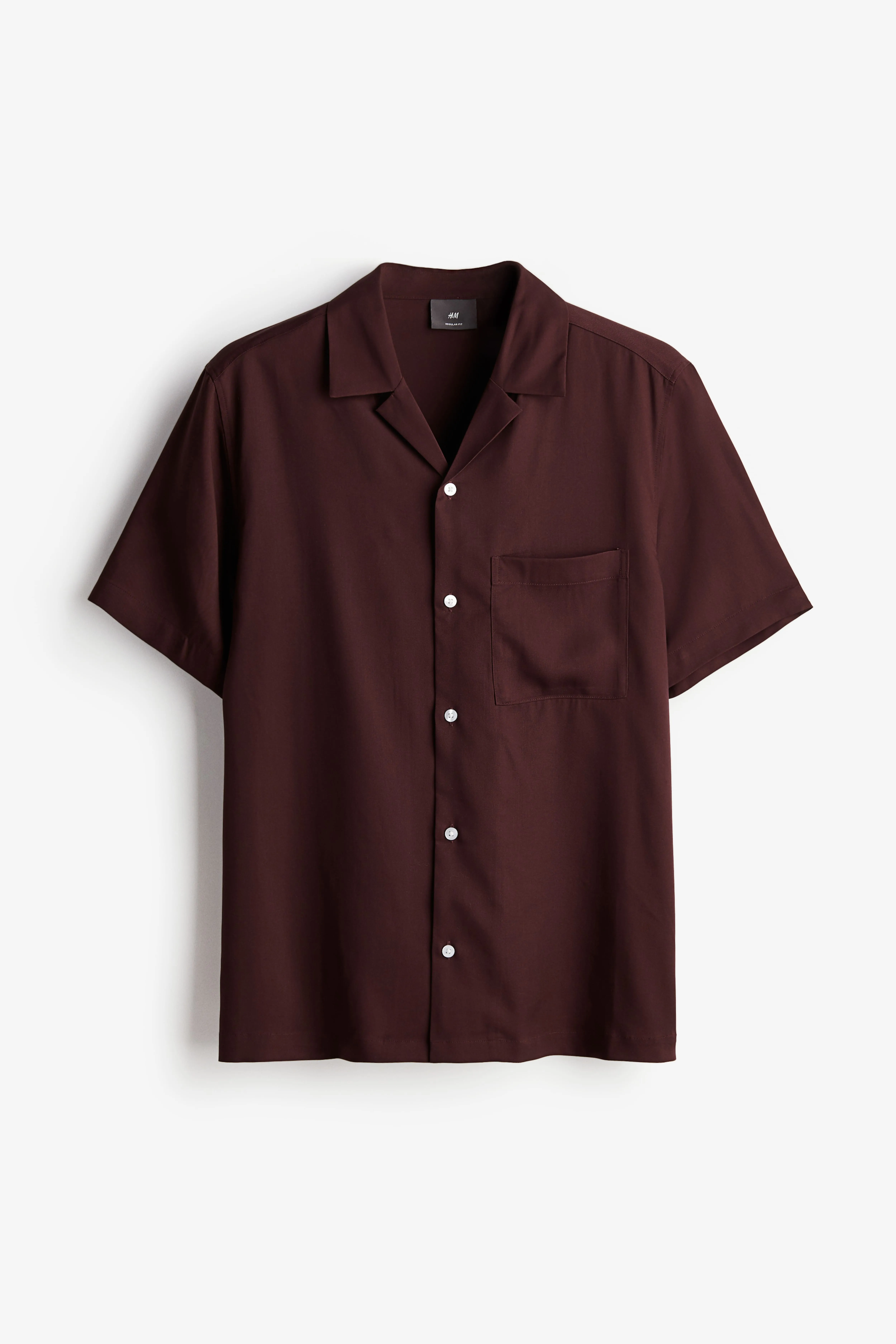 Regular Fit Lyocell resort shirt - Short sleeve - Regular length - Plum purple - Men | H&M GB