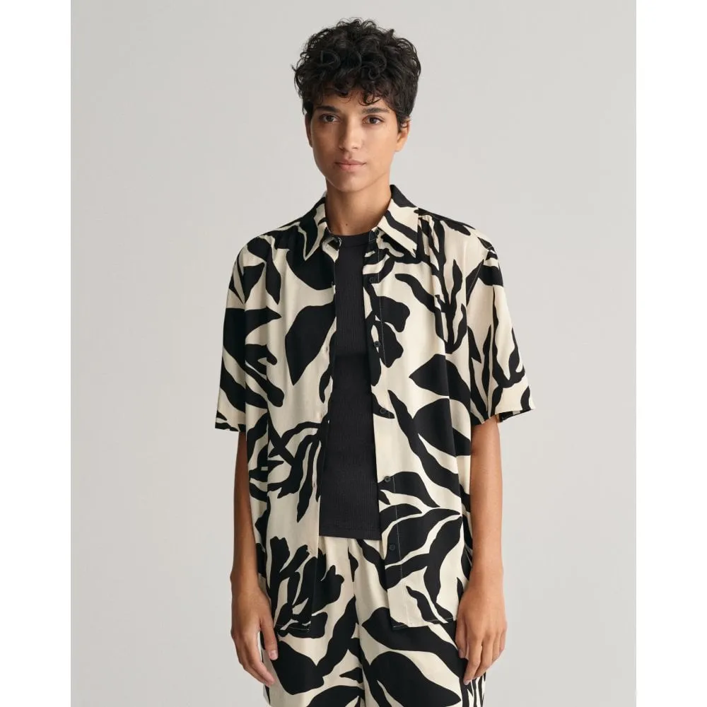 Relaxed Fit Palm Print Short Sleeve Shirt