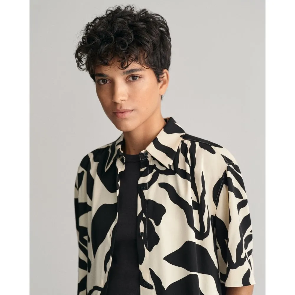 Relaxed Fit Palm Print Short Sleeve Shirt