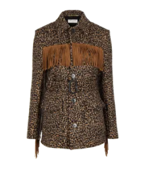 Saint Laurent Fringe Animalier Coat