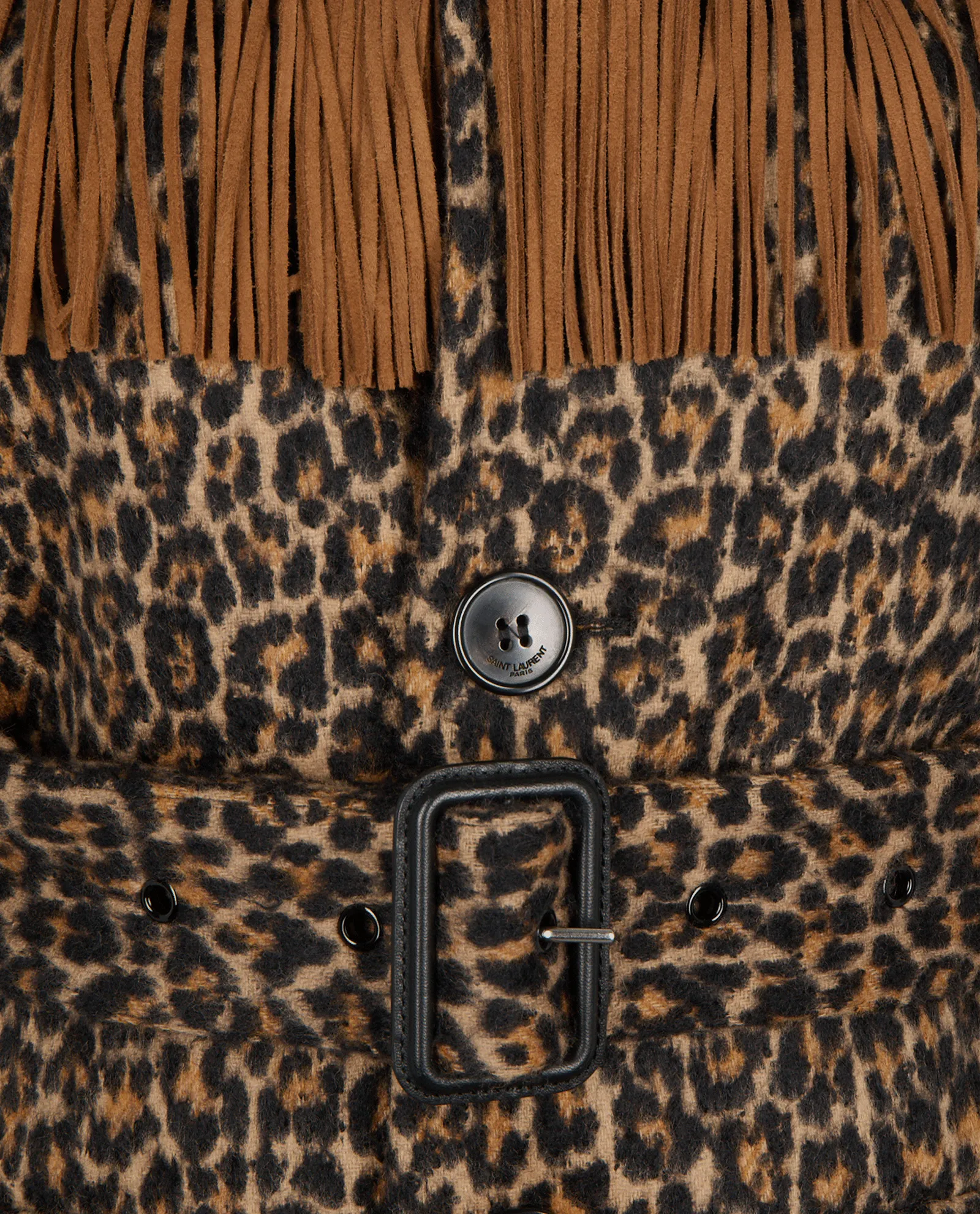 Saint Laurent Fringe Animalier Coat