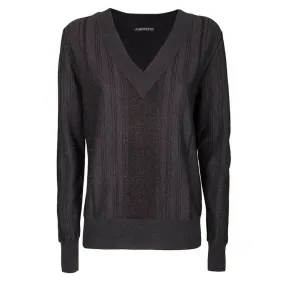 Silk and Cashmere with Metallic Thread V-Neck - More Colors