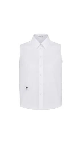 Sleeveless Popline Blouse - White