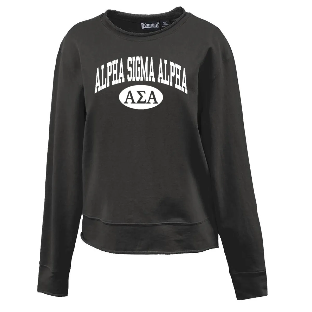 Sorority Roll Edge Crewneck, Printed Vertical Arc Design - P-8331 - CAD