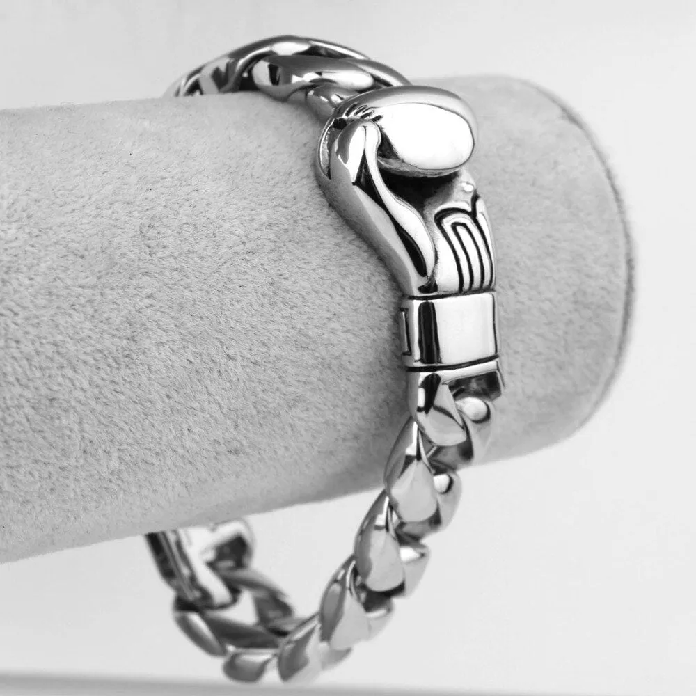 Stainless Steel Boxing Glove Curb Chain Bracelet