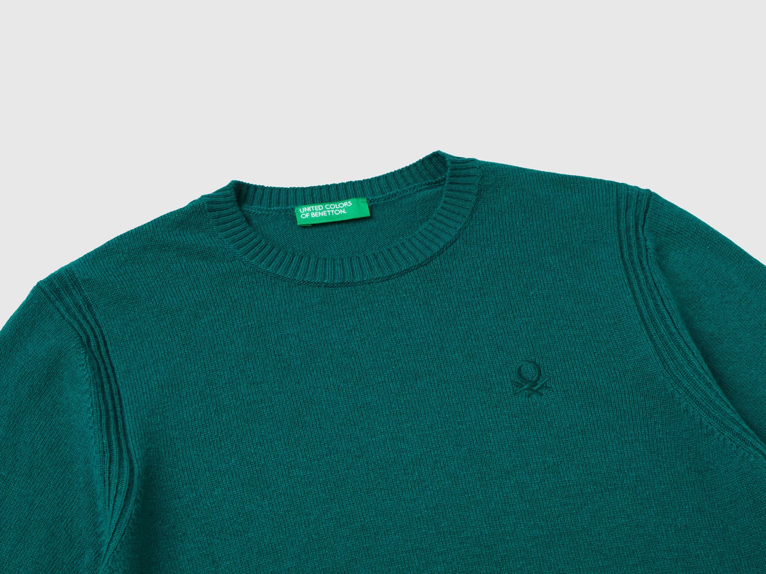 Sweater in cashmere and wool blend - Dark Green | Benetton