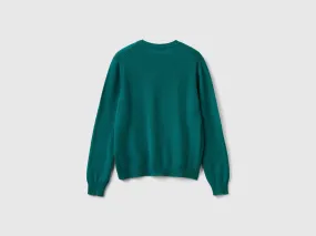 Sweater in cashmere and wool blend - Dark Green | Benetton