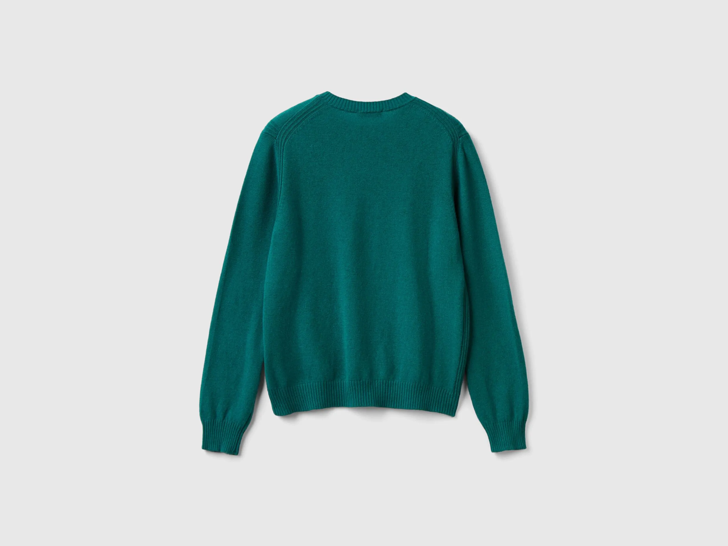 Sweater in cashmere and wool blend - Dark Green | Benetton