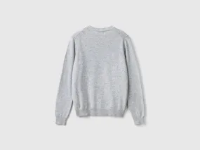 Sweater in cashmere and wool blend - Light Gray | Benetton