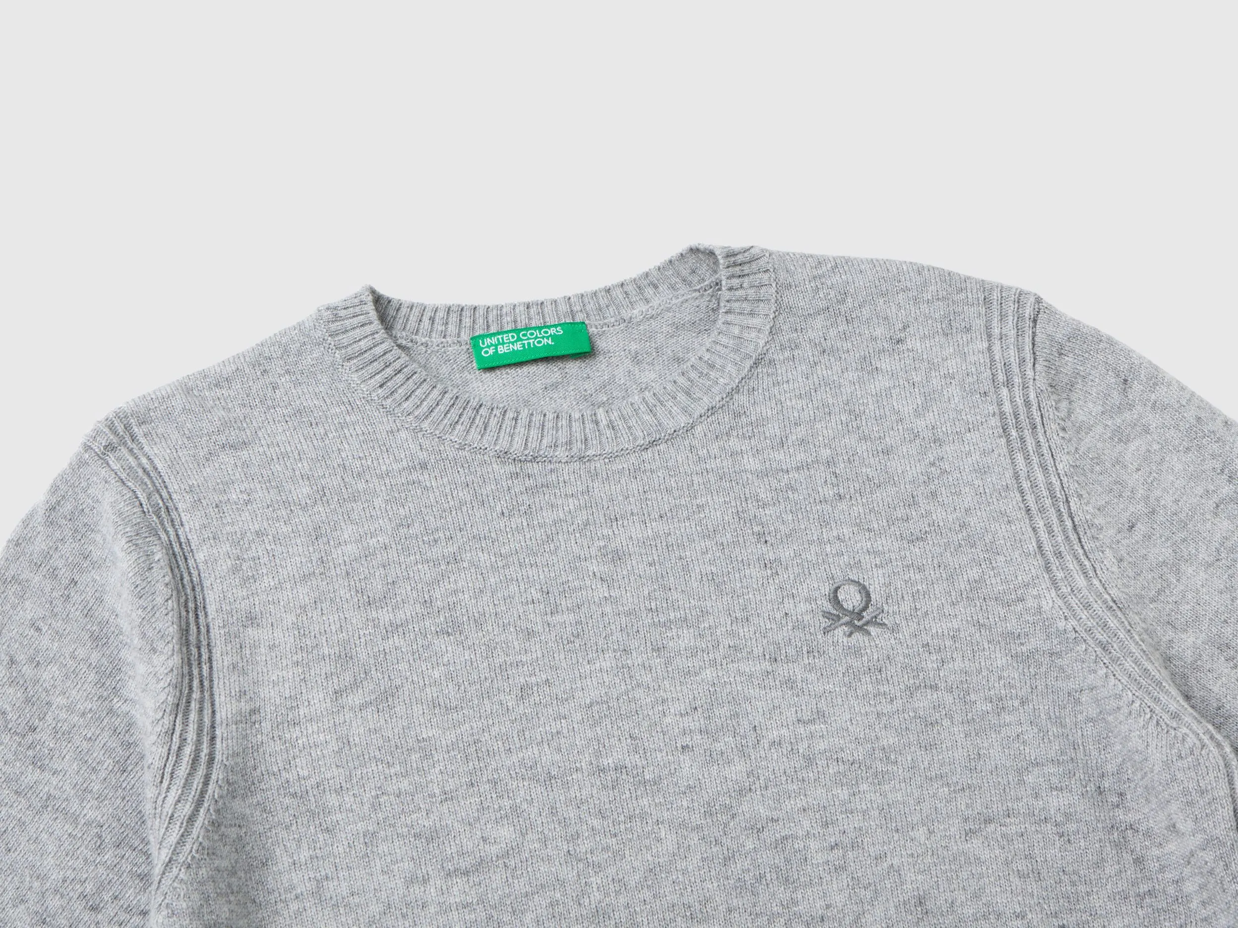 Sweater in cashmere and wool blend - Light Gray | Benetton