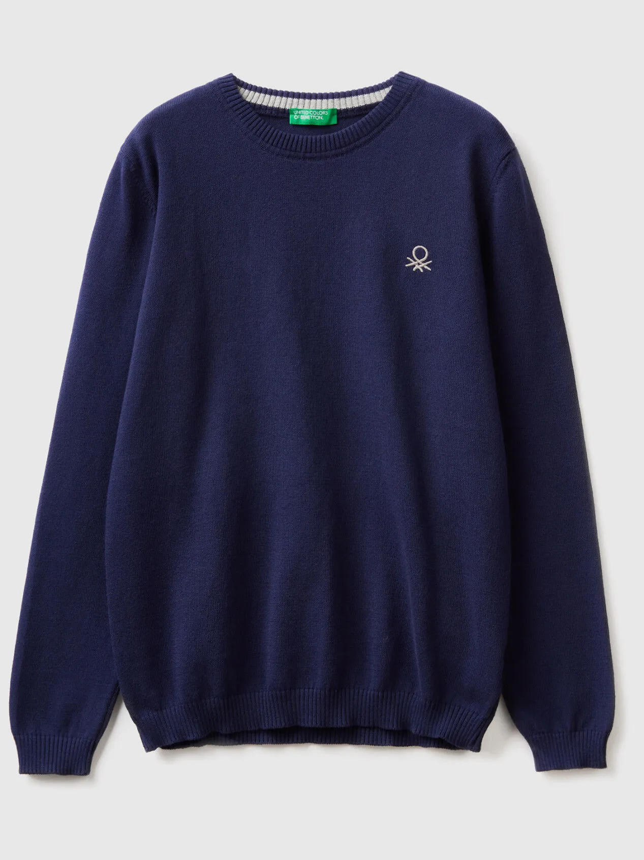 Sweater in pure cotton with logo - Dark Blue | Benetton