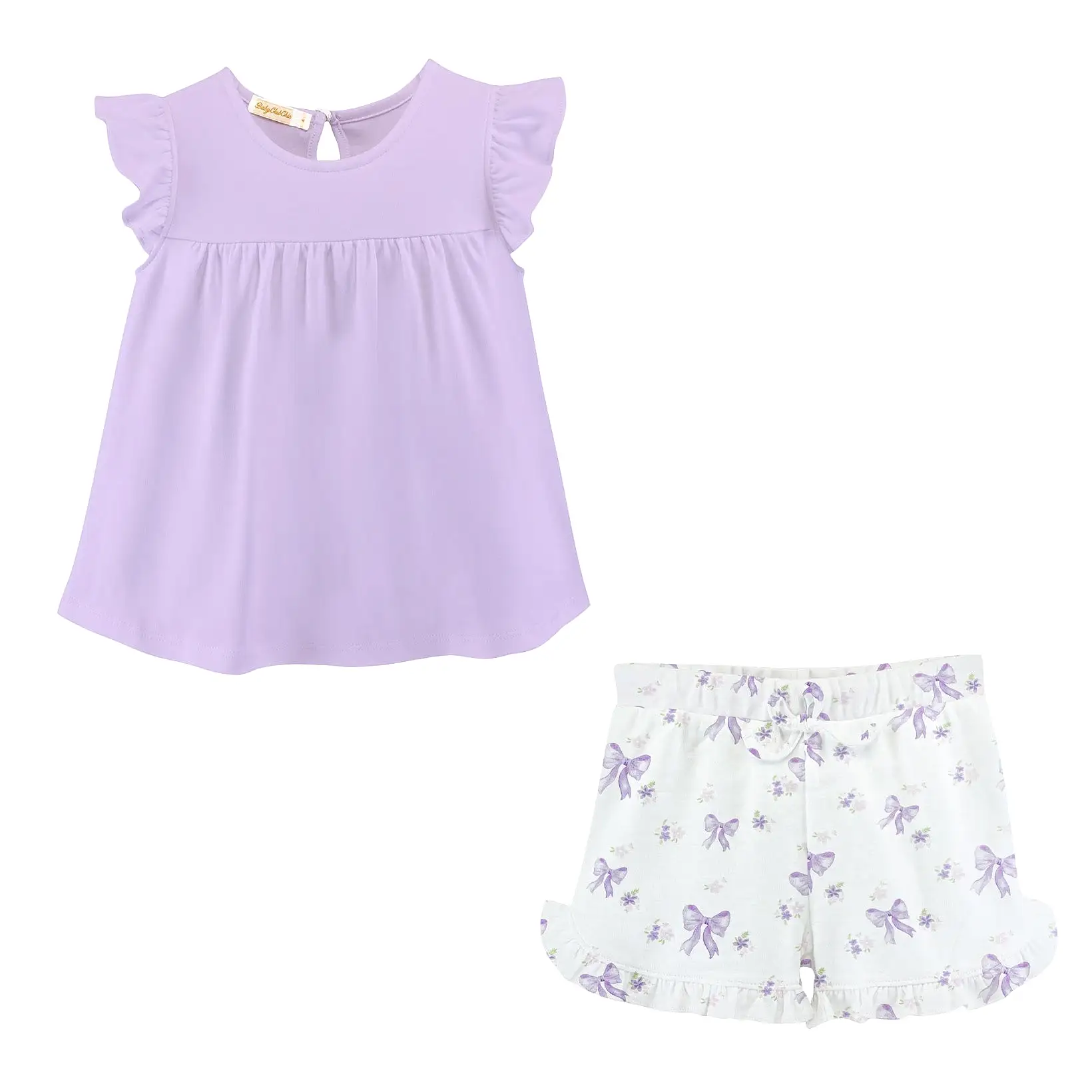 Tee & Short Set - Lavender Bows