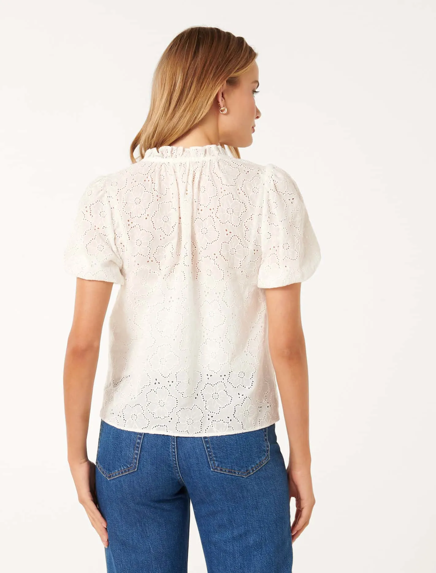 Tottie Short Sleeve Broderie Top