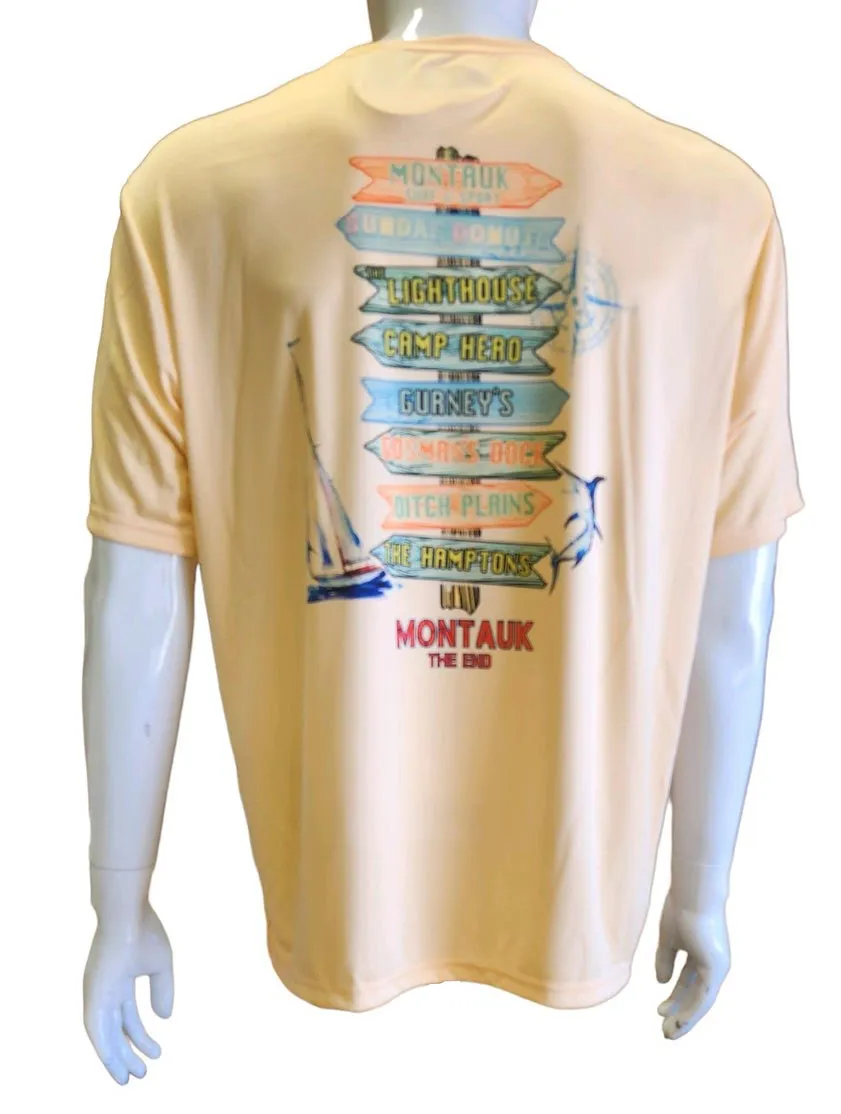 Unisex Montauk The End Sign Post Uv50 DriFit Loose Fit Short Sleeve Tee