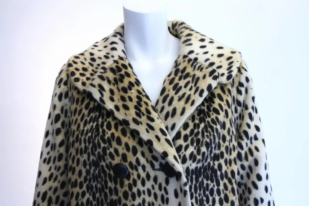 Vintage 60's Faux Leopard Fur Coat