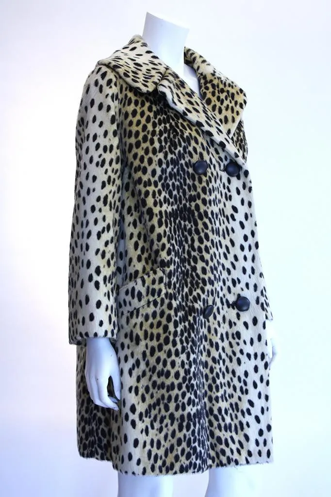 Vintage 60's Faux Leopard Fur Coat