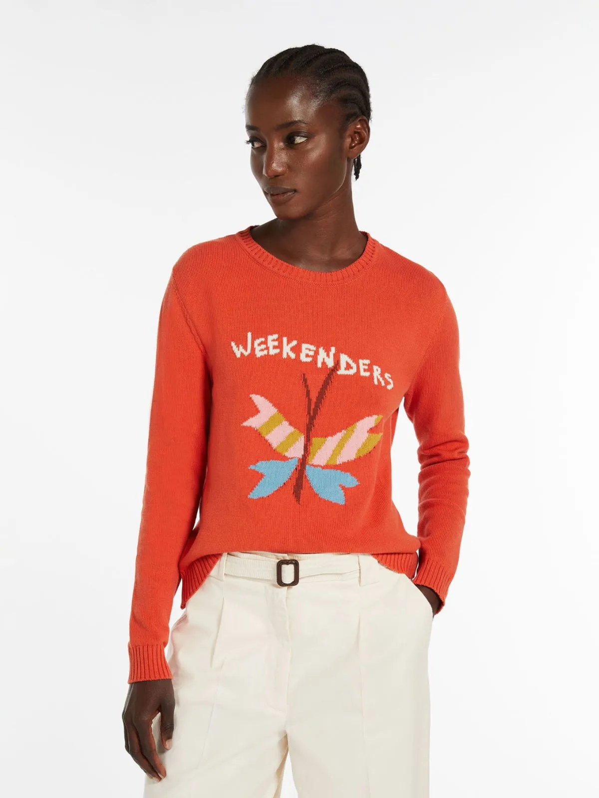 WEEKEND MAX MARA COTTON INLAY SWEATER