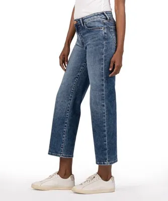 Women's KUT from the Kloth Charlotte Fab Ab Regular Hem Loose Fit Wide Leg Jeans