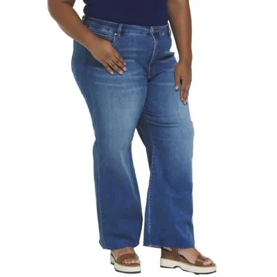 Women's KUT from the Kloth Plus Size Meg Fab Ab Relaxed Fit Wide Leg Jeans